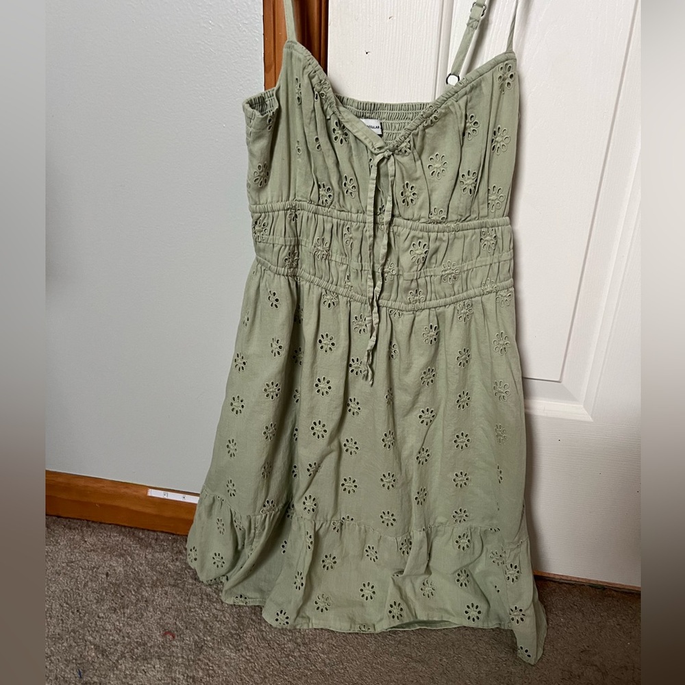 Hollister Green Mini Eyelet Dress